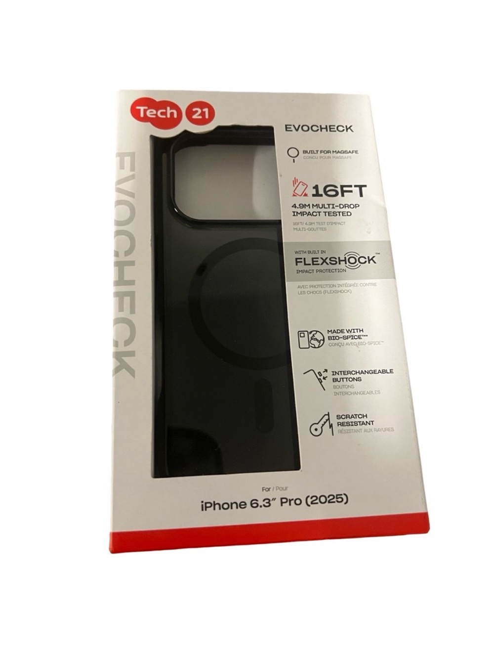 Tech21 EvoCheck Black Case for iPhone 6.3" Pro 2025MagSafe Compatible open box